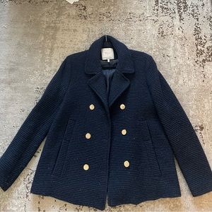 ZARA NAVY tweed blazer/jacket with gold buttons